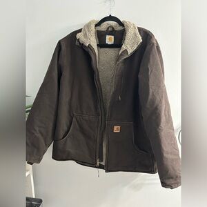 NWOT vintage Carhartt Canyon Coat Sherpa Lined Duck Chore Work Jacket BROWN
